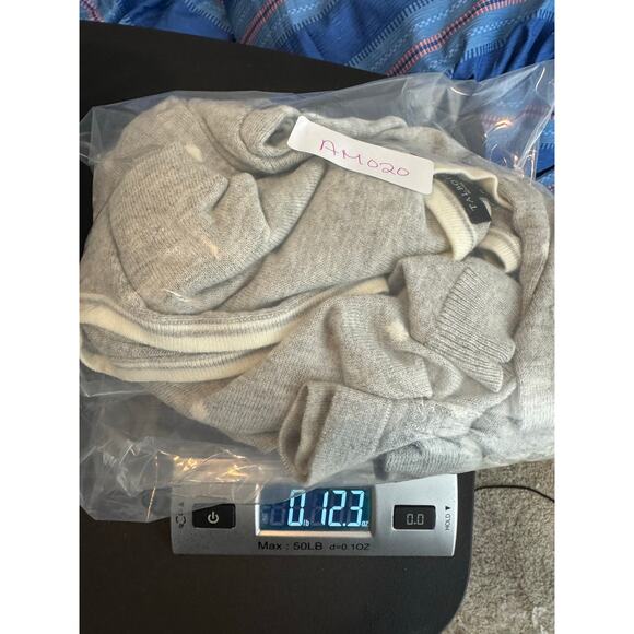 Talbots Petites Gray Polka Dot Cashmere Cotton Cardigan Twinset MP Read - Picture 8 of 8